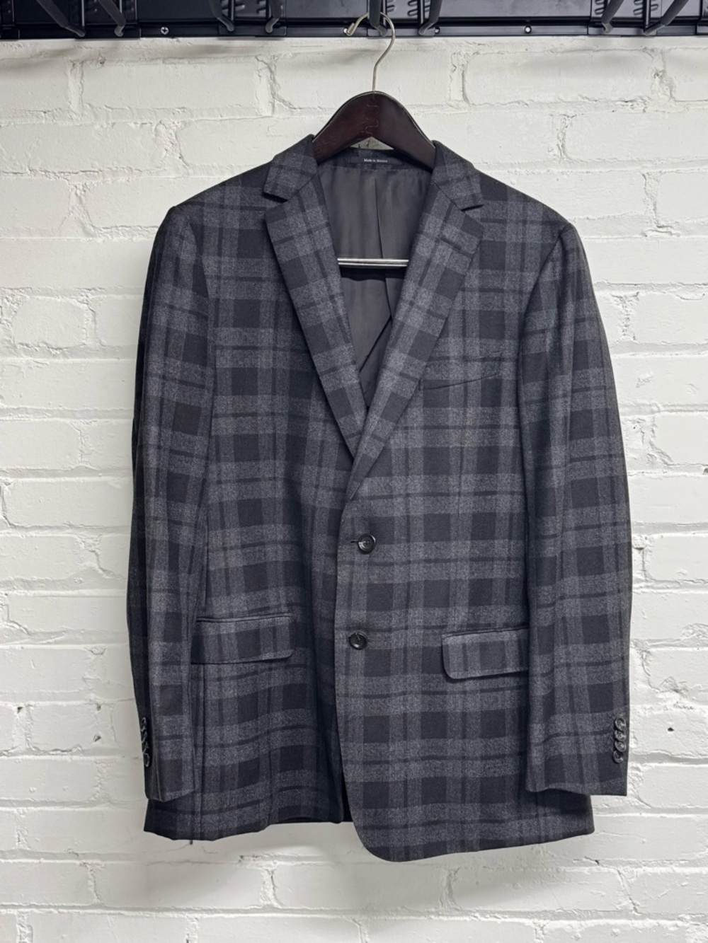 Z Zegna Men’s Black & Charcoal Gray Plaid Wool Two-Button Sport Coat
